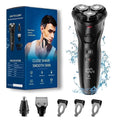 Electric Shavers for Men, 3 in 1 Cordless Razor Wet Dry Adjustable Speeds Beard Trimmer Grooming Kit with Nose Hair Trimmer, Sideburns Trimmer