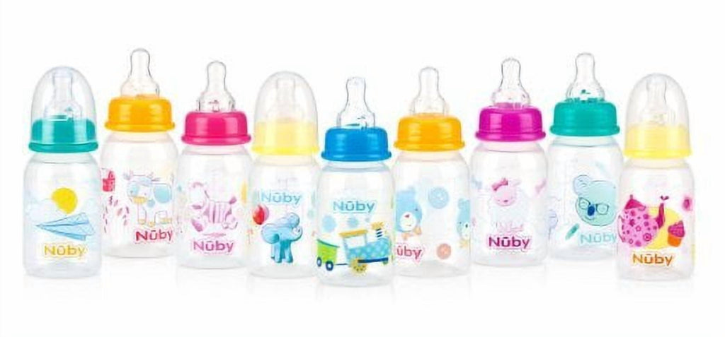 Baby Feeding - - 4oz Clear Printed Round Bottles (1 Only) Vary Color 1161