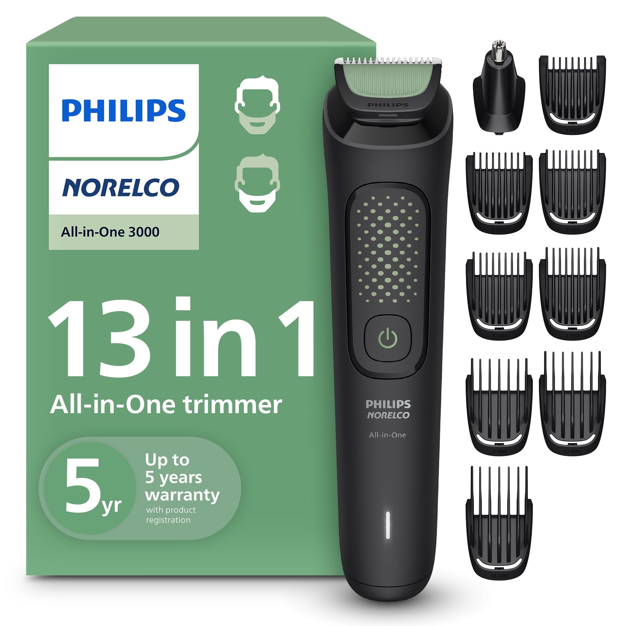 All-In-One 3000 Series 13 In 1 Trimmer, Beard Styler &amp; Men'S Hair Clipper, 9 Length Settings &amp; Self-Sharpening Skin-Friendly Blades, MG3919/50