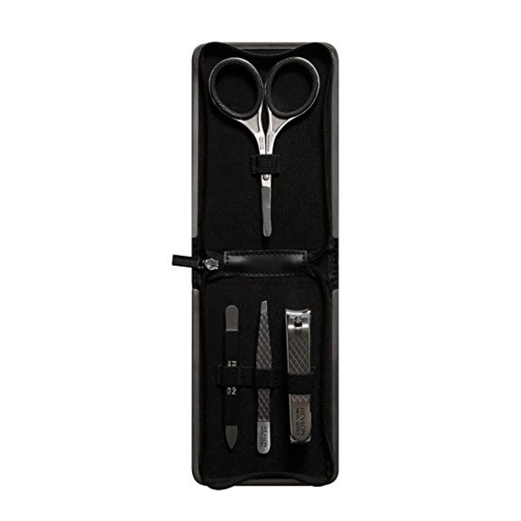 PR REV Men's Grooming Kit, Nail &amp; Facial Hair Care Travel Kit, 5 Pieces