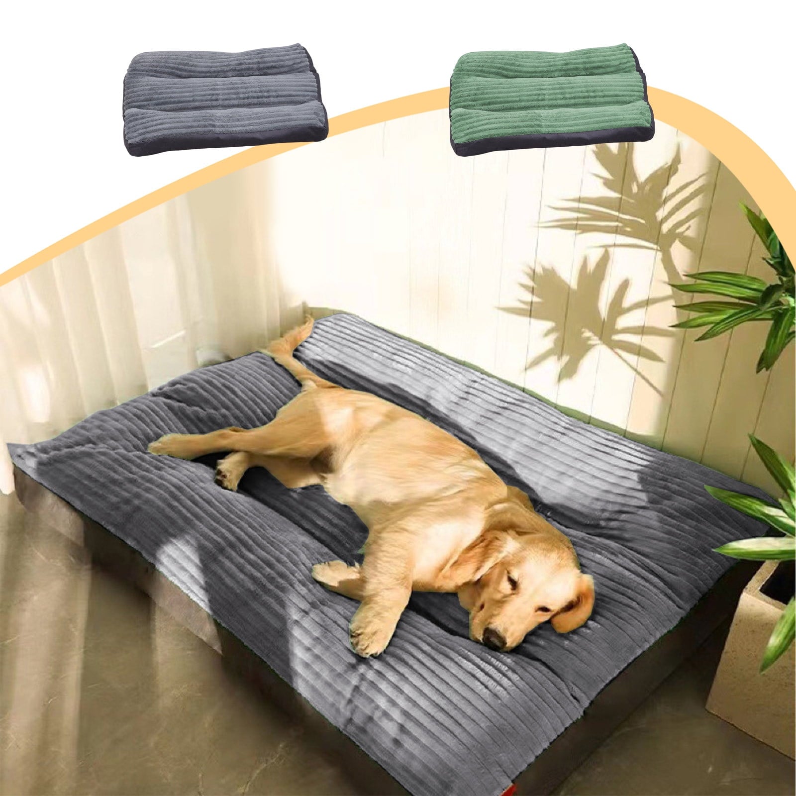 Dog Bed Washable with Removable Cover , Flannel Dog Crate Beds for Large Medium Small Dogs Cats, Pet Beds Kennel Pad 23.6 inch x 18.5 inch