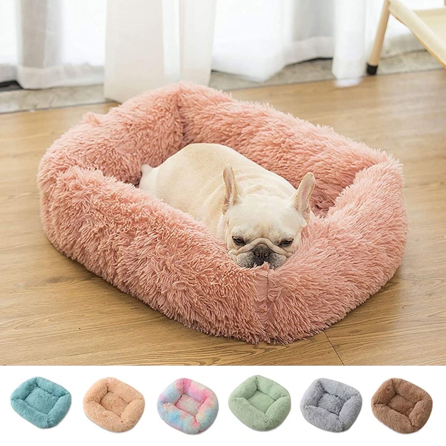Rectangle Plush Pet Bed Bed for Dogs Cats Kennel Cuddler Crate Cushion Mat Washable