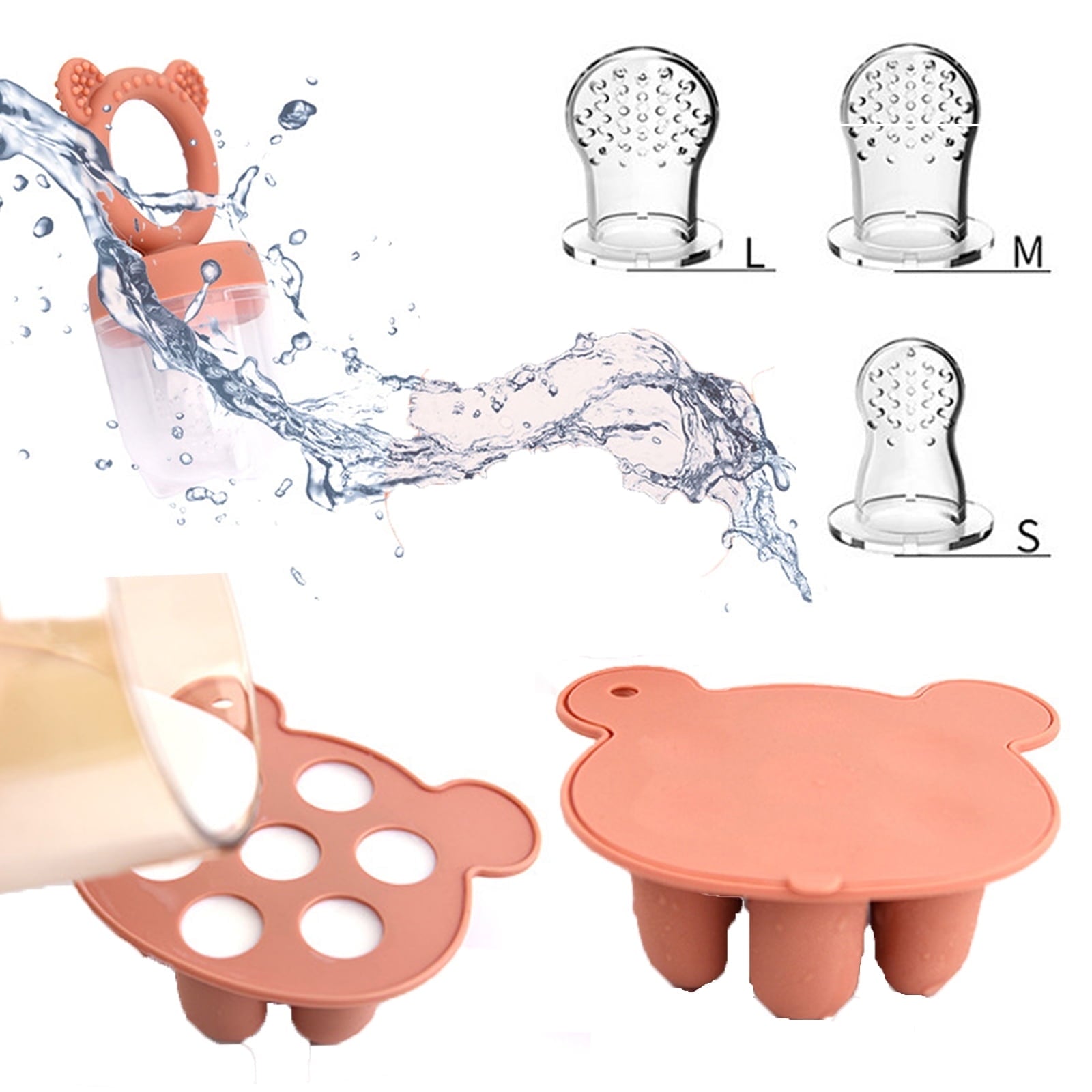 Silicone Baby Fruit Food Feeder Pacifier &amp; Breastmilk Popsicle Freezer Molds, Baby Food Storage Containers Breast Milk Ice Cubes for Baby Teething &amp; Infant Self Feeding, BPA Free (Green)