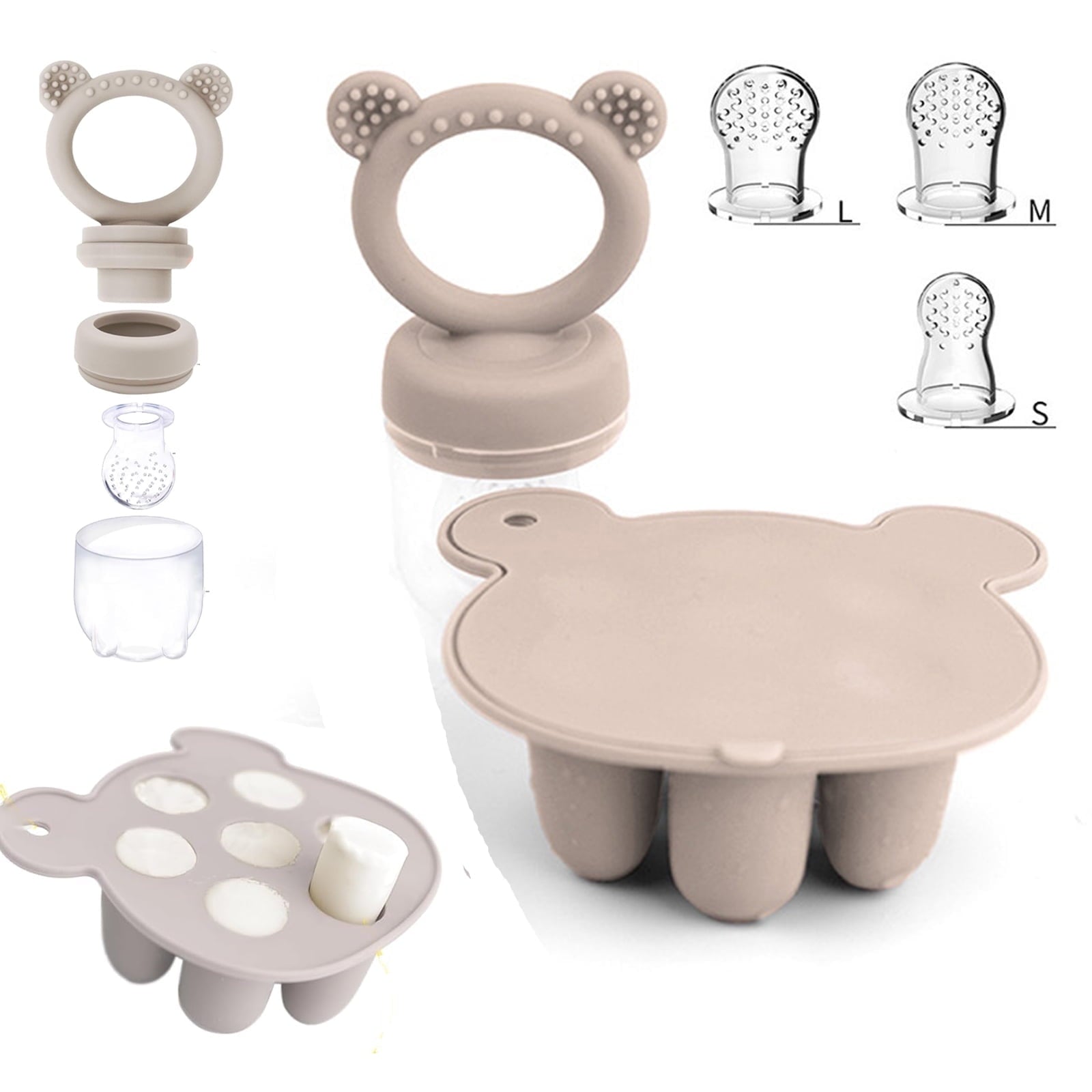 Silicone Baby Fruit Food Feeder Pacifier &amp; Breastmilk Popsicle Freezer Molds, Baby Food Storage Containers Breast Milk Ice Cubes for Baby Teething &amp; Infant Self Feeding, BPA Free (Green)