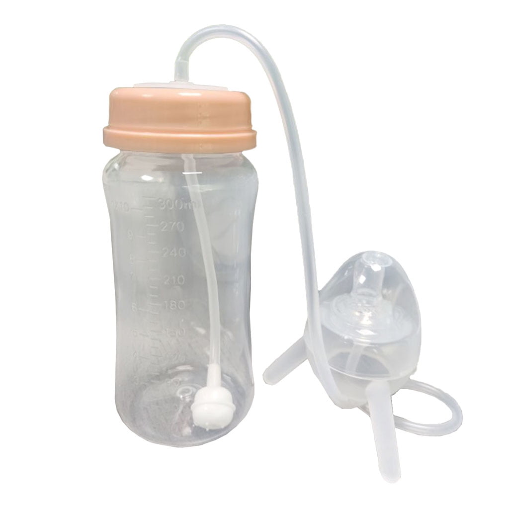 Sorrowso Self-Feeding Baby Bottle with Long Straw Handless Imitation Milk Weaning Bottle