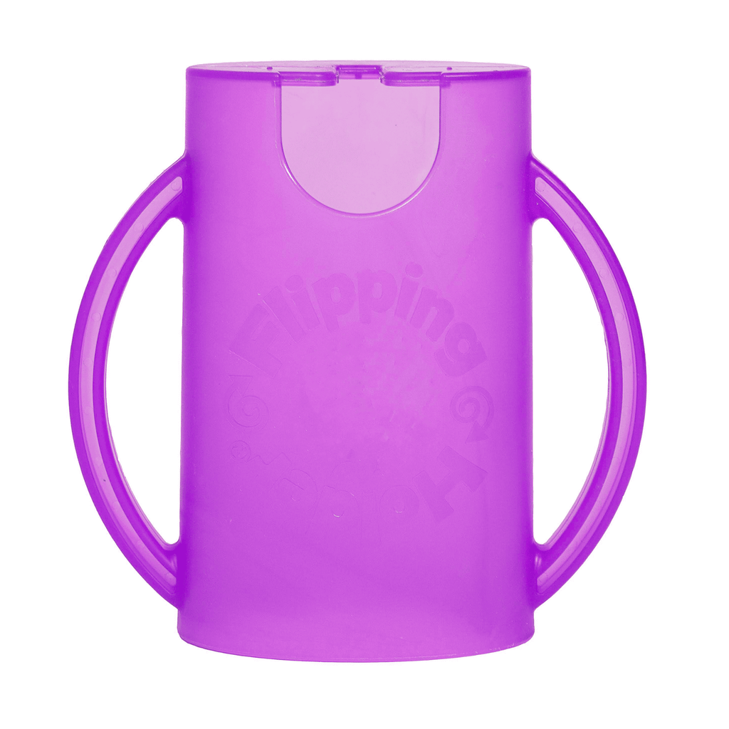 Squeeze Proof Flipping Holder ORIGINAL (without lid) for Food Pouches &amp; Juice Boxes (Purple) - Multipurpose Design - Prevent Messes &amp; Support Self-Feeding - Handles for Easy Grasping