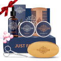 THEMANCODE Beard Kit for Men – Beard Grooming &amp; Trimming Kit Set with Beard Oil, Balm, Wash Soap, Comb, Brush &amp; Mustache Scissors, Gift for Men