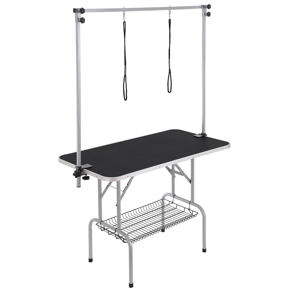 VEVOR Pet Grooming Table Two Arms with Clamp, 46'' Dog Grooming Station, Pets Grooming Stand for Medium and Small Dogs, Free No Sit Haunch Holder with Grooming Loop, Bearing 330lbs