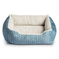 Dog Bed, Cat Bed, Puppy Bed, Plush Cuddle Bed for Small Breeds, 19" x 15", Blue and White