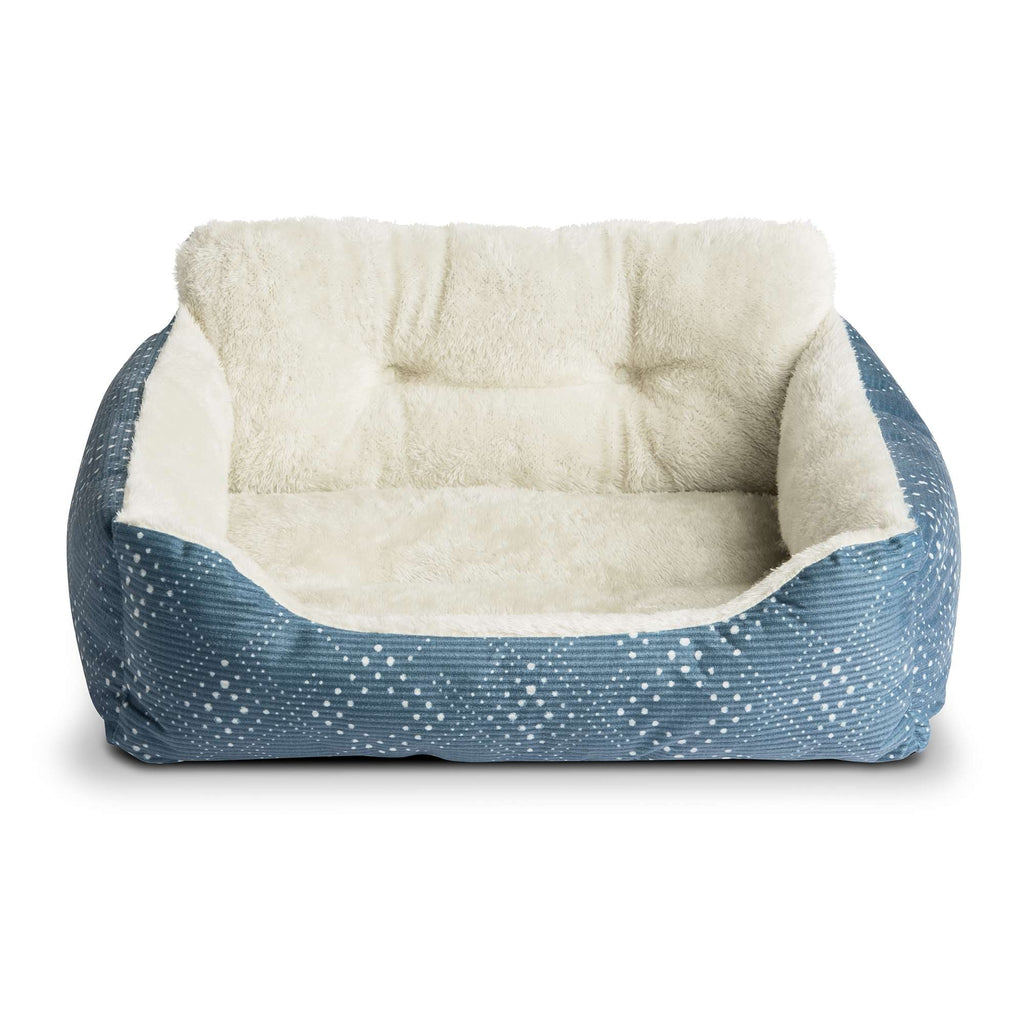 Puppy Dog Bed, Plush Bolster Dog for Small Dogs, Small, 21" x 17", Blue