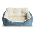 Puppy Dog Bed, Plush Bolster Dog for Small Dogs, Small, 21" x 17", Blue