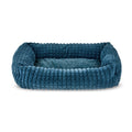 Small Flannel Waffle Texture Bolster Cat or Dog Bed, Blue, 17" x 21"