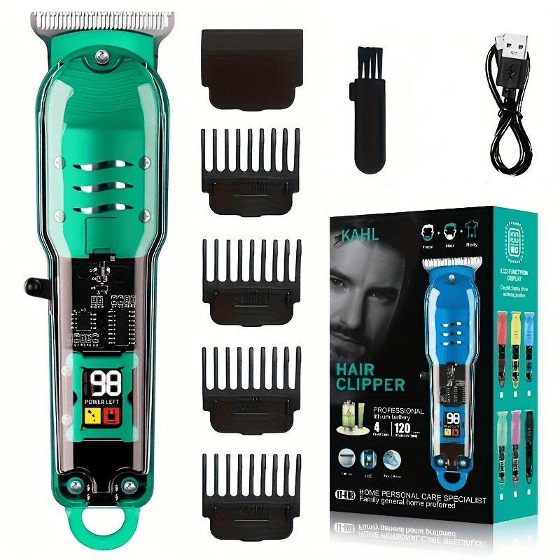 Wireless Hair Clipper, LCD Display, USB Fast Charge, 1800mAh Battery, Cordless Rechargeable for Men's Grooming, Women's Hair Removal, Personal Styling Kit, Travel, Home Use, Gift Idea