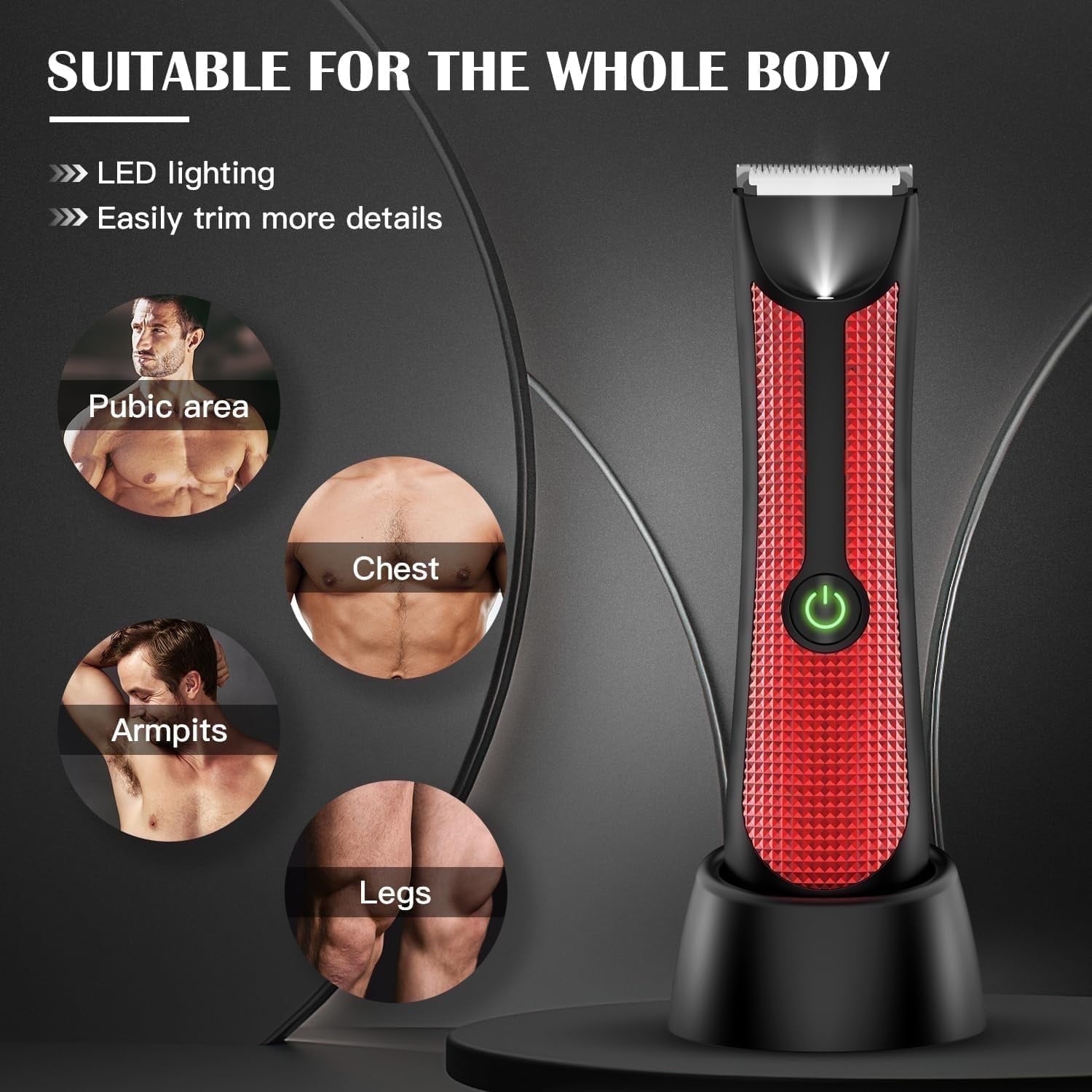 Body Hair Trimmer – Pubic, Groin, Chest &amp; Underarm Grooming Kit, Cordless Rechargeable Beard Trimmer w/ Adjustable Taper for Men Women, Black