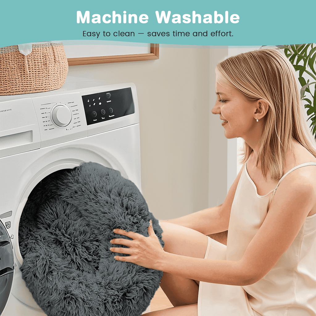 20 Inch Donut Dog Bed for Small Dogs, Round Pet Bed, Washable Dog Bed for Small Medium Dogs and Cats