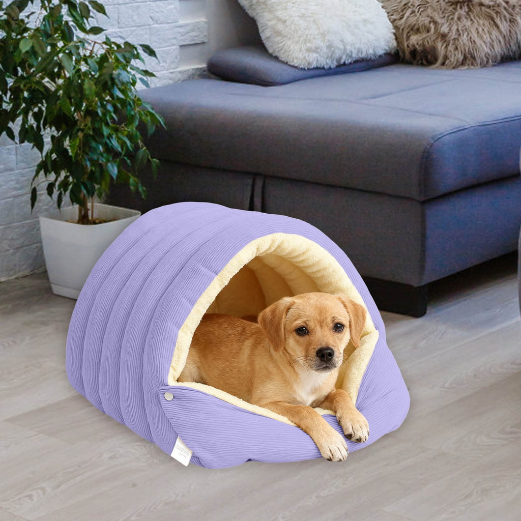 Winter Small Pet Bed - Washable Semi-Enclosed Cat/Dog Bed, Dual-Purpose (Open/Closed), Wear-Resistant Cloth, Fits Pets Under 5 lbs, Green, Compact 18.9x11.8x7.87in