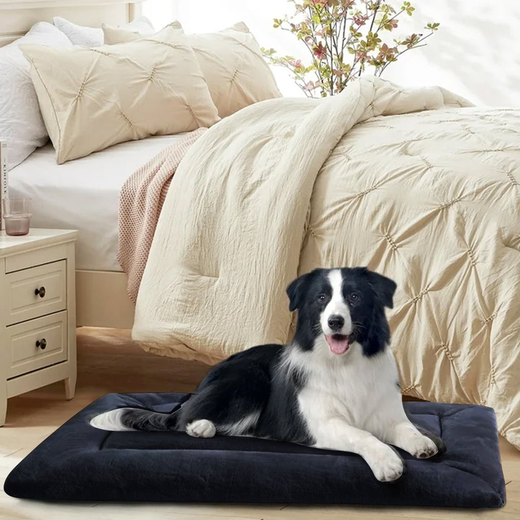 Plush Washable Dog Bed Ultra Dog Crate Mat Kennel Pad Anti-Slip Pet Sleeping Bed for Small Medium Large Dogs,Gray 36" x 23"