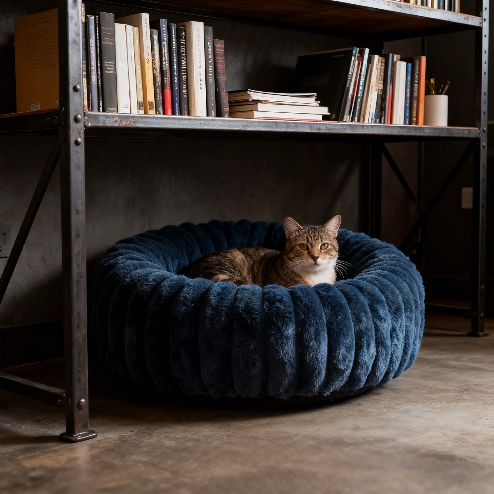 High Pile Plush Round Pet Bed Kennel Mat Extra Dog Cat Bed with Raised Edge for Small Medium Pets