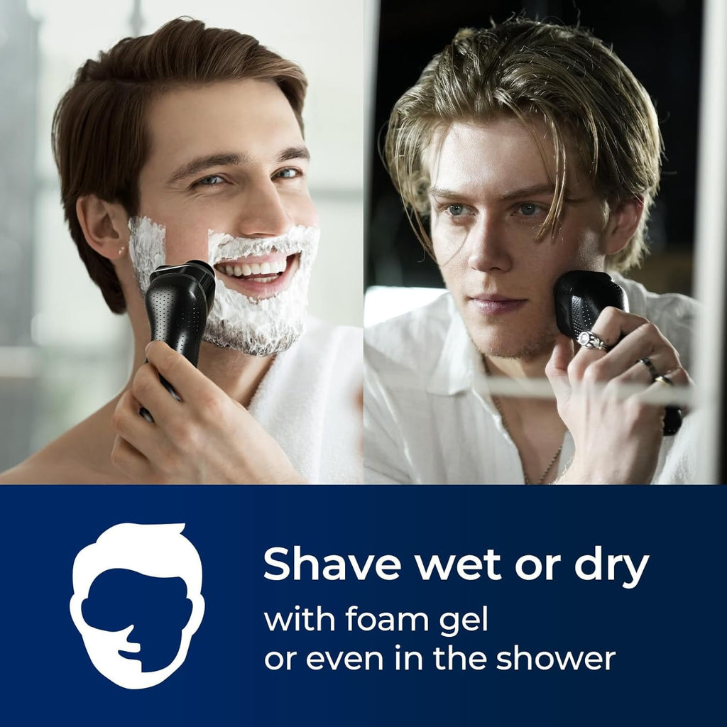 Electric Shavers for Men, 3 in 1 Cordless Razor Wet Dry Adjustable Speeds Beard Trimmer Grooming Kit with Nose Hair Trimmer, Sideburns Trimmer