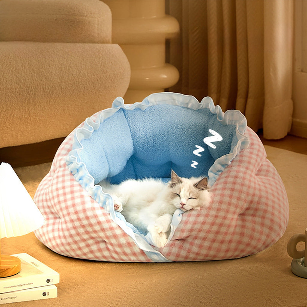 Reversible Winter Pet Bed and Mat Dual-Sided Plush Dog Cat Bed Removable Washable Cover for Crate Sofa or Floor
