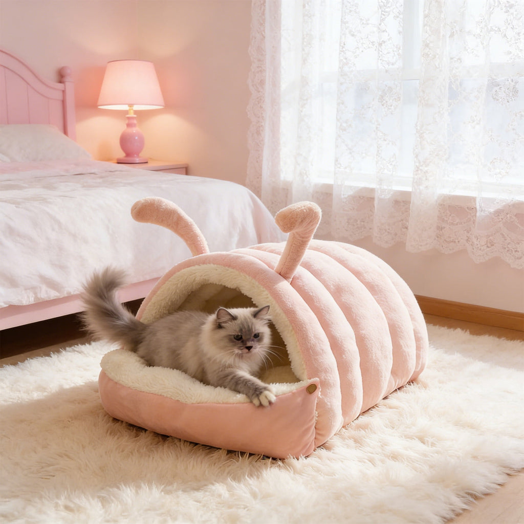 Winter Cat and Dog Bed, Pet Cushion, Removable Semi-Enclosed Pet Cave, Indoor Pet Bedding for Small Animals, Washable Pet Nest