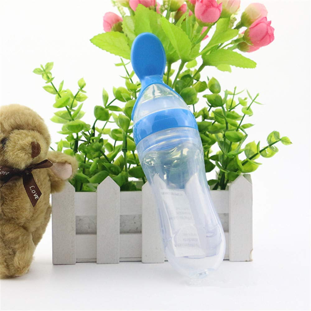 90ml Silicone Feeding Bottle with Spoon for Baby Toddler Food Rice Cereal Feeder Bottles