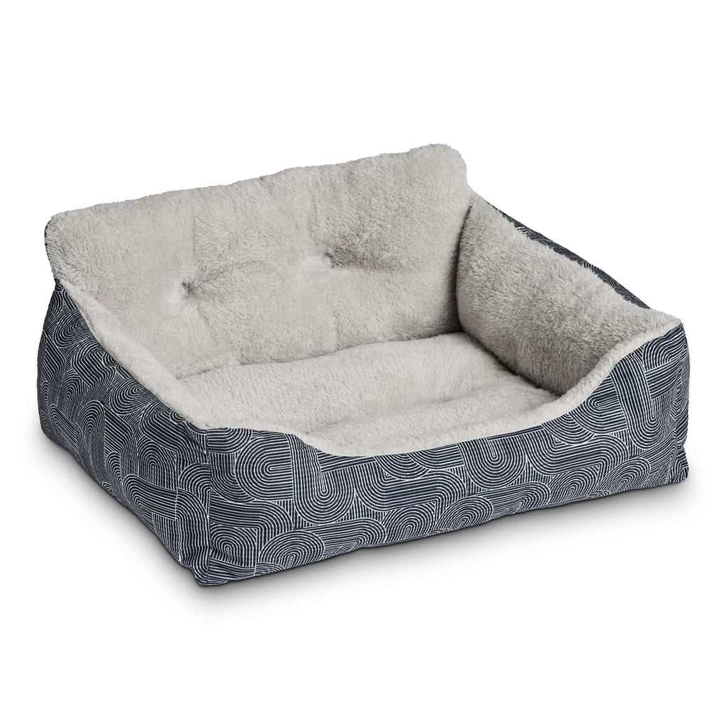 Puppy Dog Bed, Plush Bolster Dog for Small Dogs, Small, 21" x 17", Blue