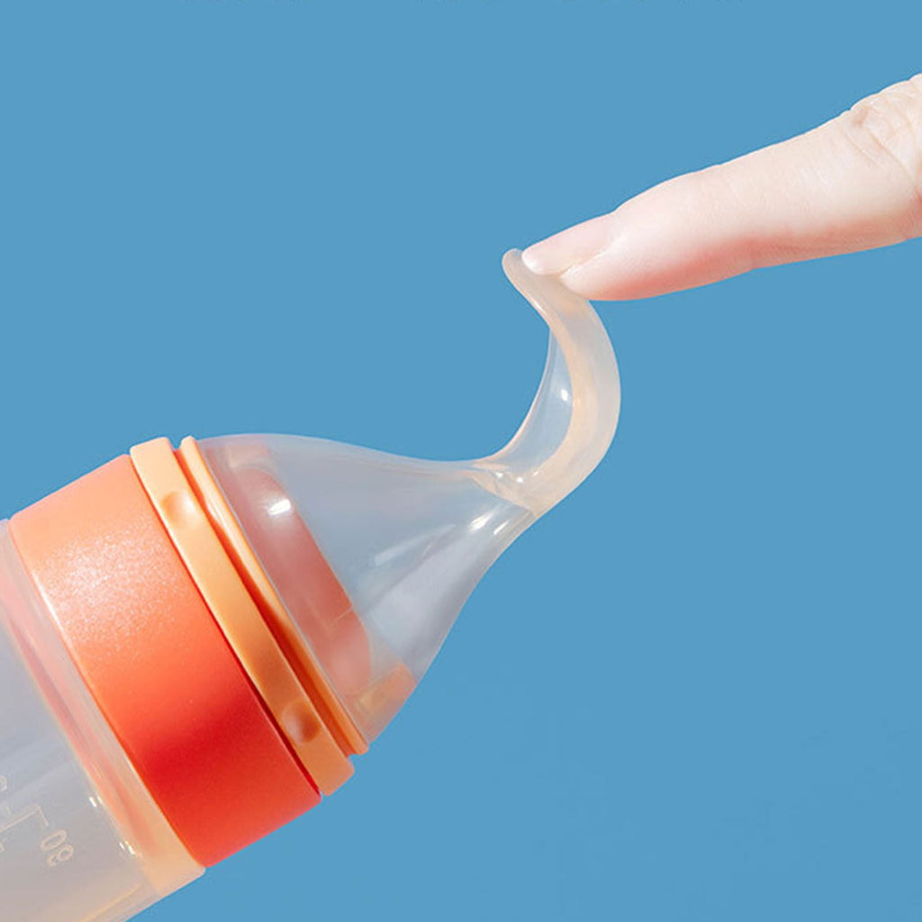 Pedty 1* Squeezed Feeding Spoon,1pc Silicone Baby Food Bottle Spoon Feeder For Baby Toddler Infant Cereal Food Supplement 120ml