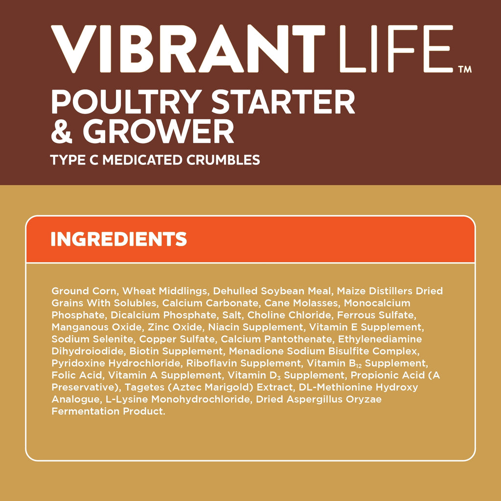 Poultry Starter and Grower Type C Medicated Crumbles, 5 lb Bag