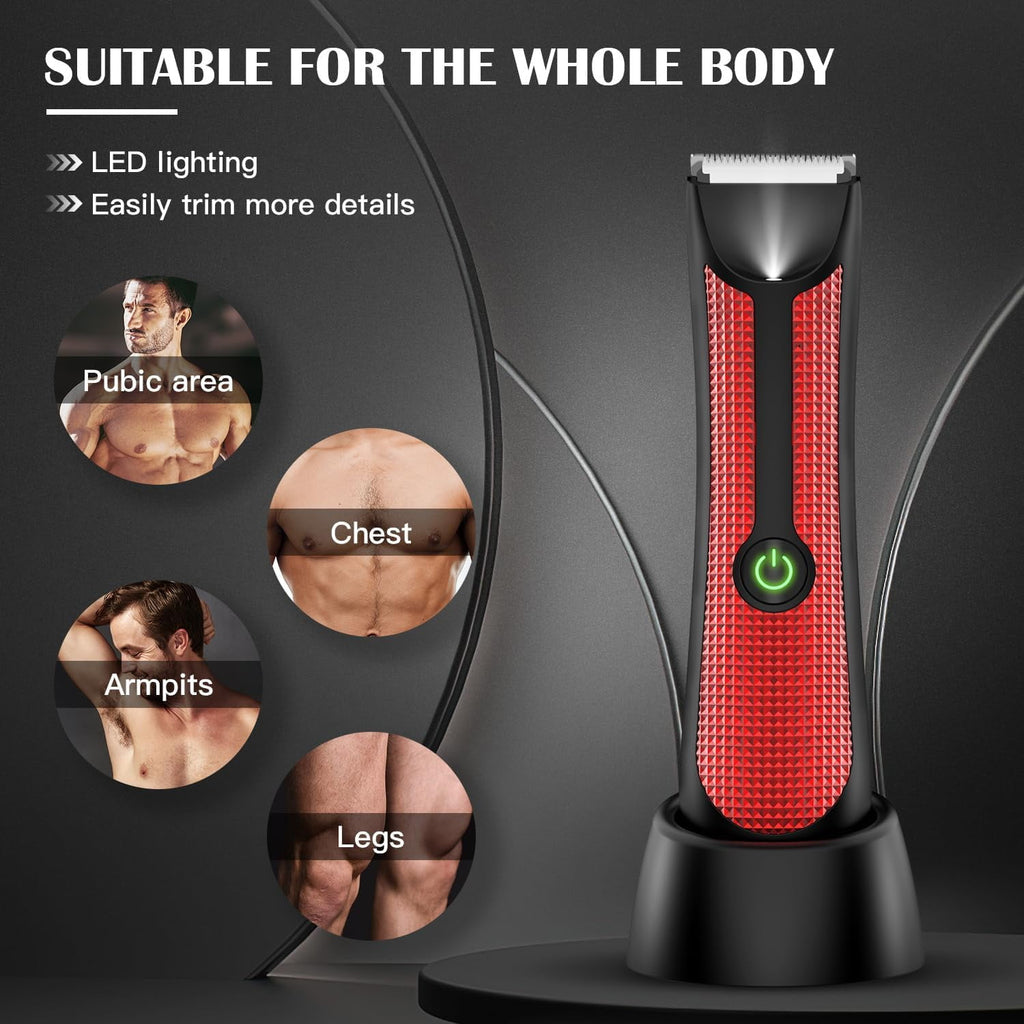 Body Hair Trimmer – Pubic, Groin, Chest &amp; Underarm Grooming Kit, Cordless Rechargeable Beard Trimmer w/ Adjustable Taper for Men Women, Black