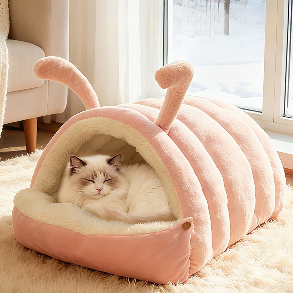 Winter Cat and Dog Bed, Pet Cushion, Removable Semi-Enclosed Pet Cave, Indoor Pet Bedding for Small Animals, Washable Pet Nest