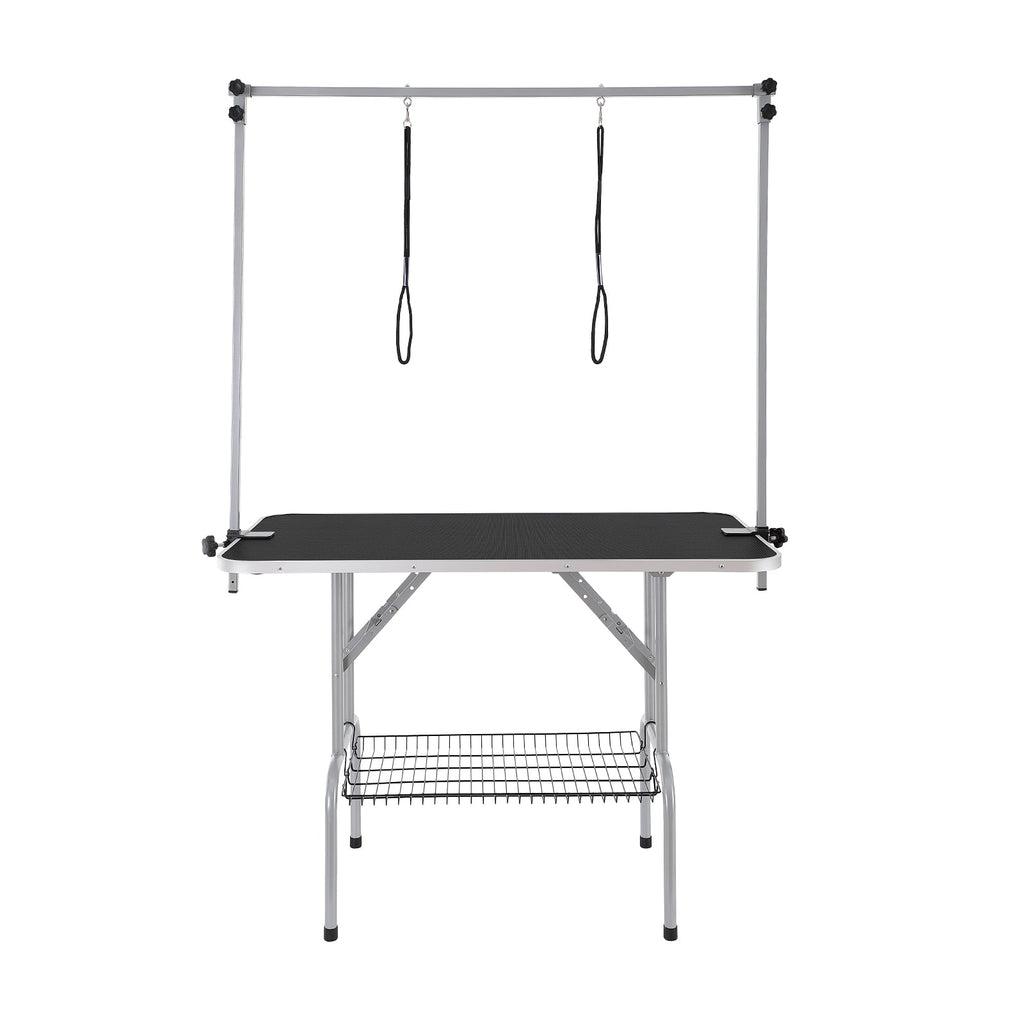 VEVOR Pet Grooming Table Two Arms with Clamp, 46'' Dog Grooming Station, Pets Grooming Stand for Medium and Small Dogs, Free No Sit Haunch Holder with Grooming Loop, Bearing 330lbs
