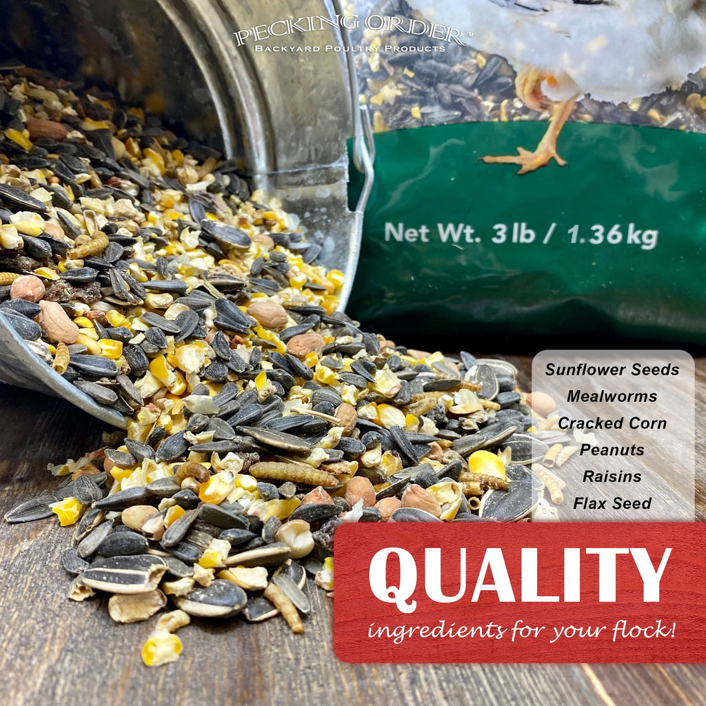 Red River Commodities Pecking Order Mealworm &amp; Sunflower Chicken Treat; 3 lb. Bag