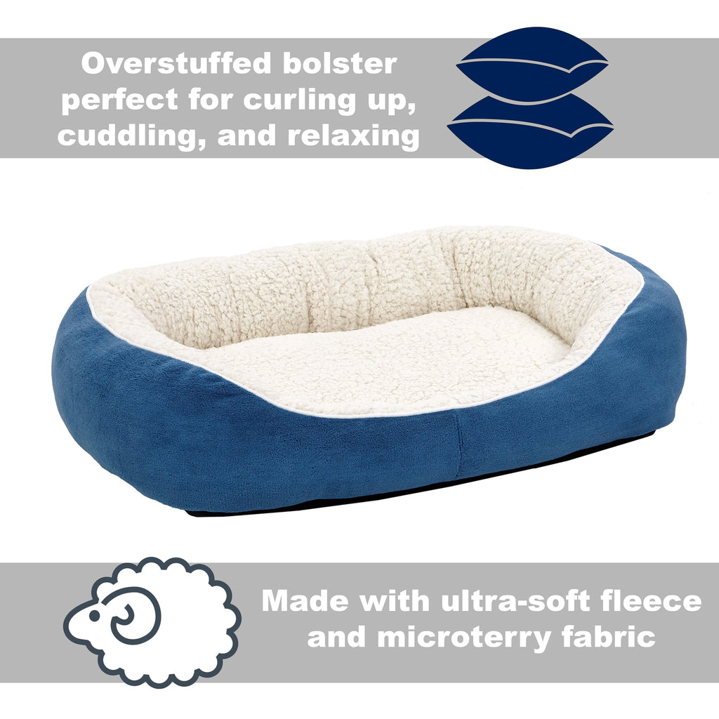 Overstuffed Micro-Terry Cuddle Pet Bed for Small Dogs &amp; Cats, Blue