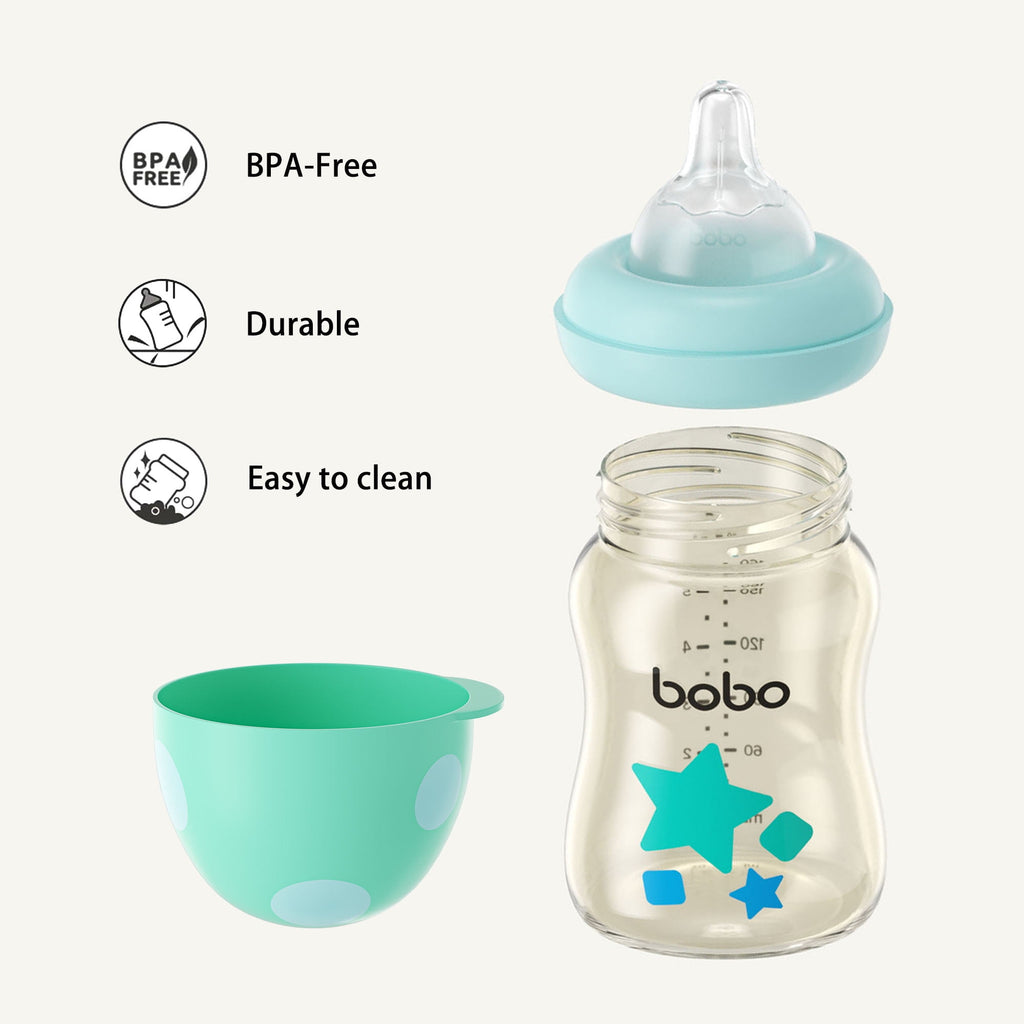 YOHKOH Newborns Natural Slow Flow Baby Bottles,for Breast/Mixed Feeding,5.4oz,2pk,Blue
