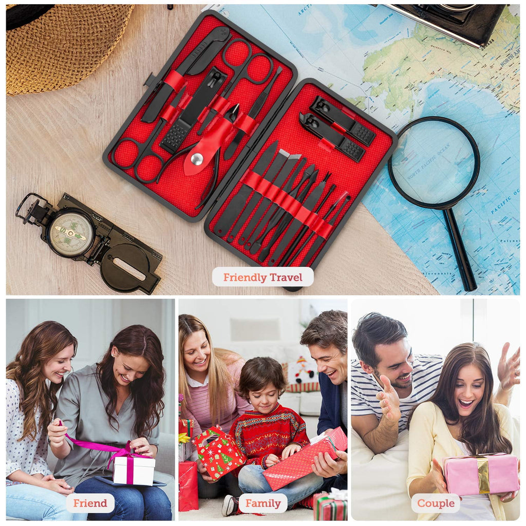 Manicure Set, Pedicure Kit, Nail Clippers, Grooming Kit, Nail Tools 18 In 1 with Luxurious Travel Case For Men and Women Upgraded Version