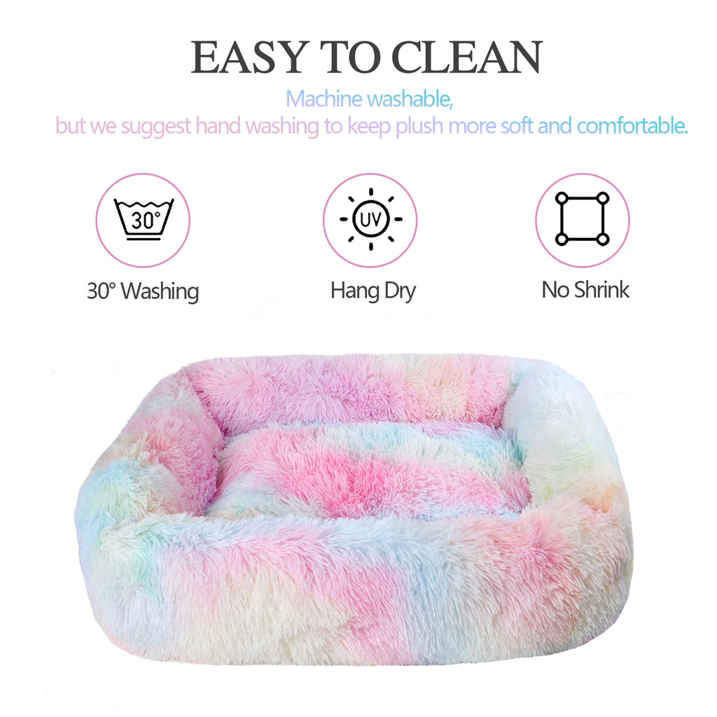 Rectangle Plush Pet Bed Bed for Dogs Cats Kennel Cuddler Crate Cushion Mat Washable