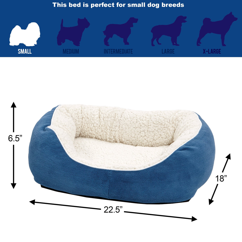 Overstuffed Micro-Terry Cuddle Pet Bed for Small Dogs &amp; Cats, Blue