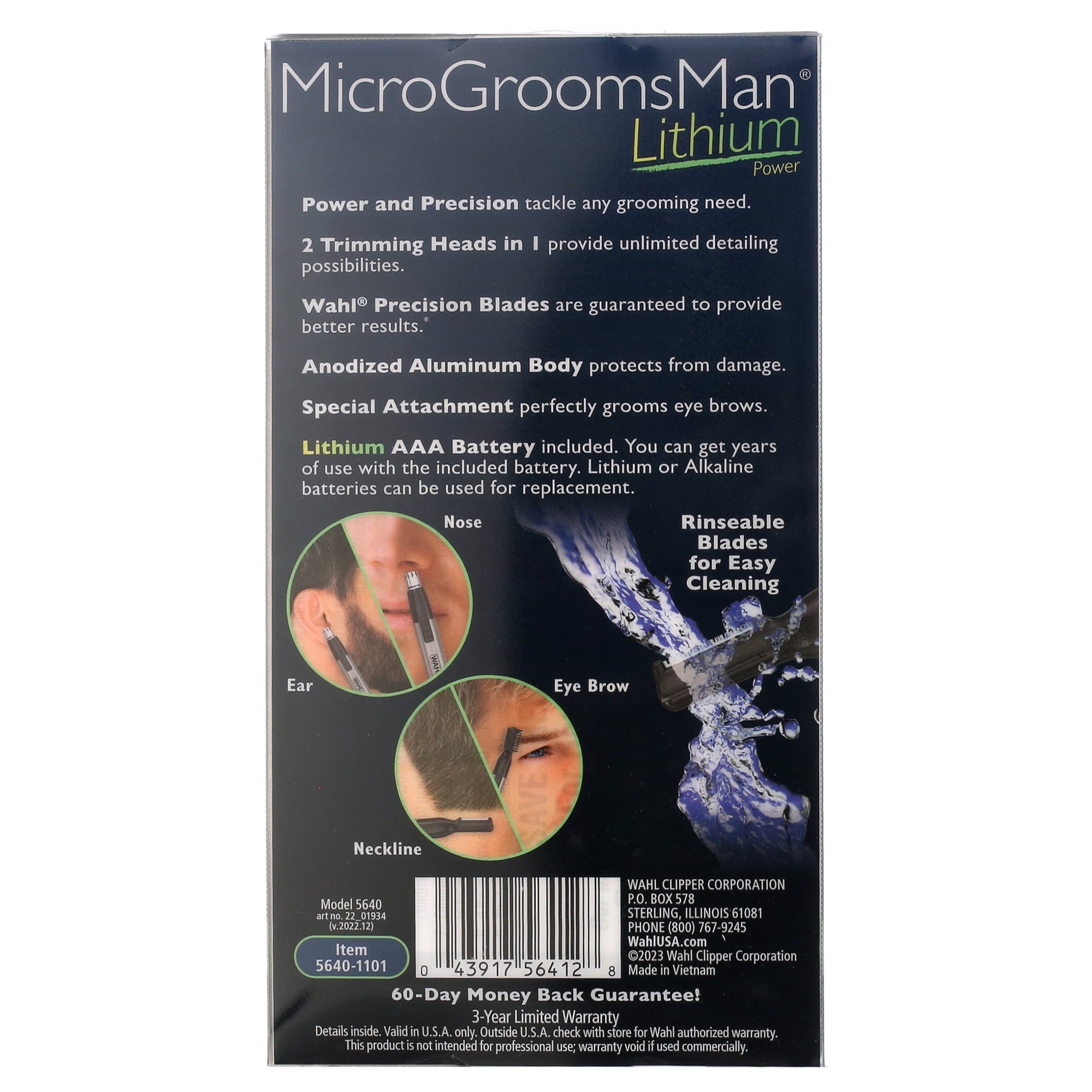 Micro Groomsman Lithium Battery Face &amp; Body Detail Hair Trimmer for Men 5640-1101