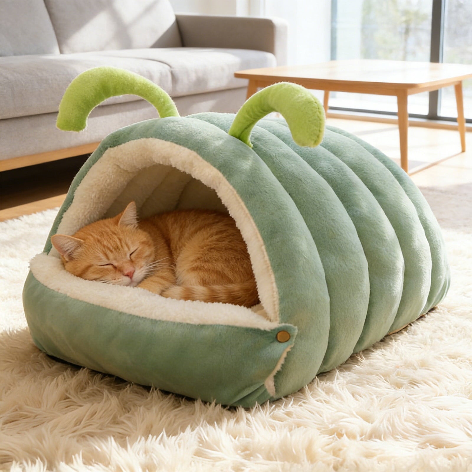 Winter Cat and Dog Bed, Pet Cushion, Removable Semi-Enclosed Pet Cave, Indoor Pet Bedding for Small Animals, Washable Pet Nest