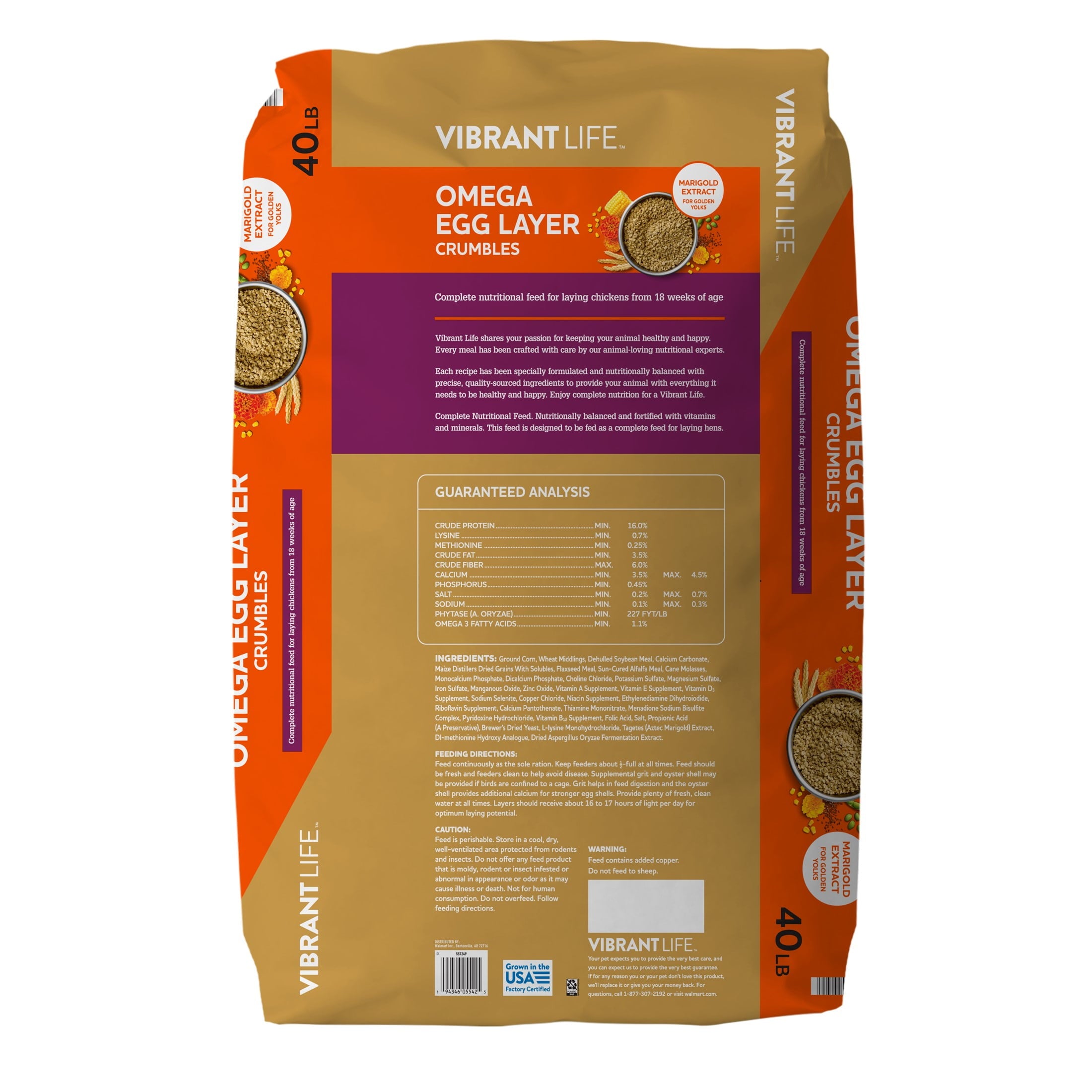 Omega Egg Layer Crumble, 40 lb Bag