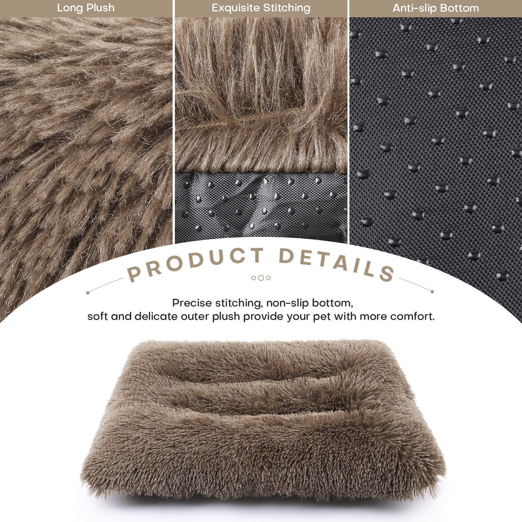 Plush Pet Bed for Dogs &amp; Cats Dog Crate Mat Mattress Pillow Bolster