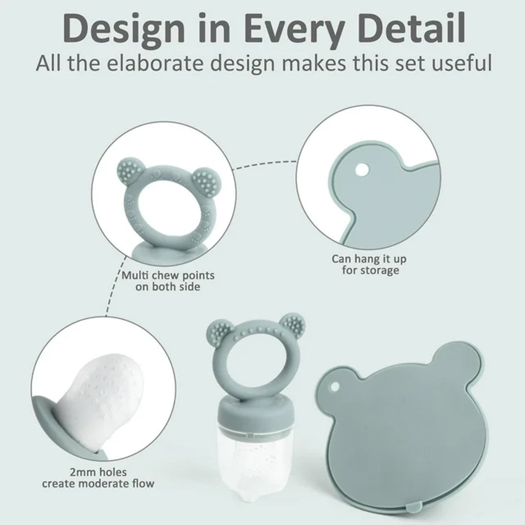 Silicone Baby Fruit Food Feeder Pacifier &amp; Breastmilk Popsicle Freezer Molds, Baby Food Storage Containers Breast Milk Ice Cubes for Baby Teething &amp; Infant Self Feeding, BPA Free (Green)