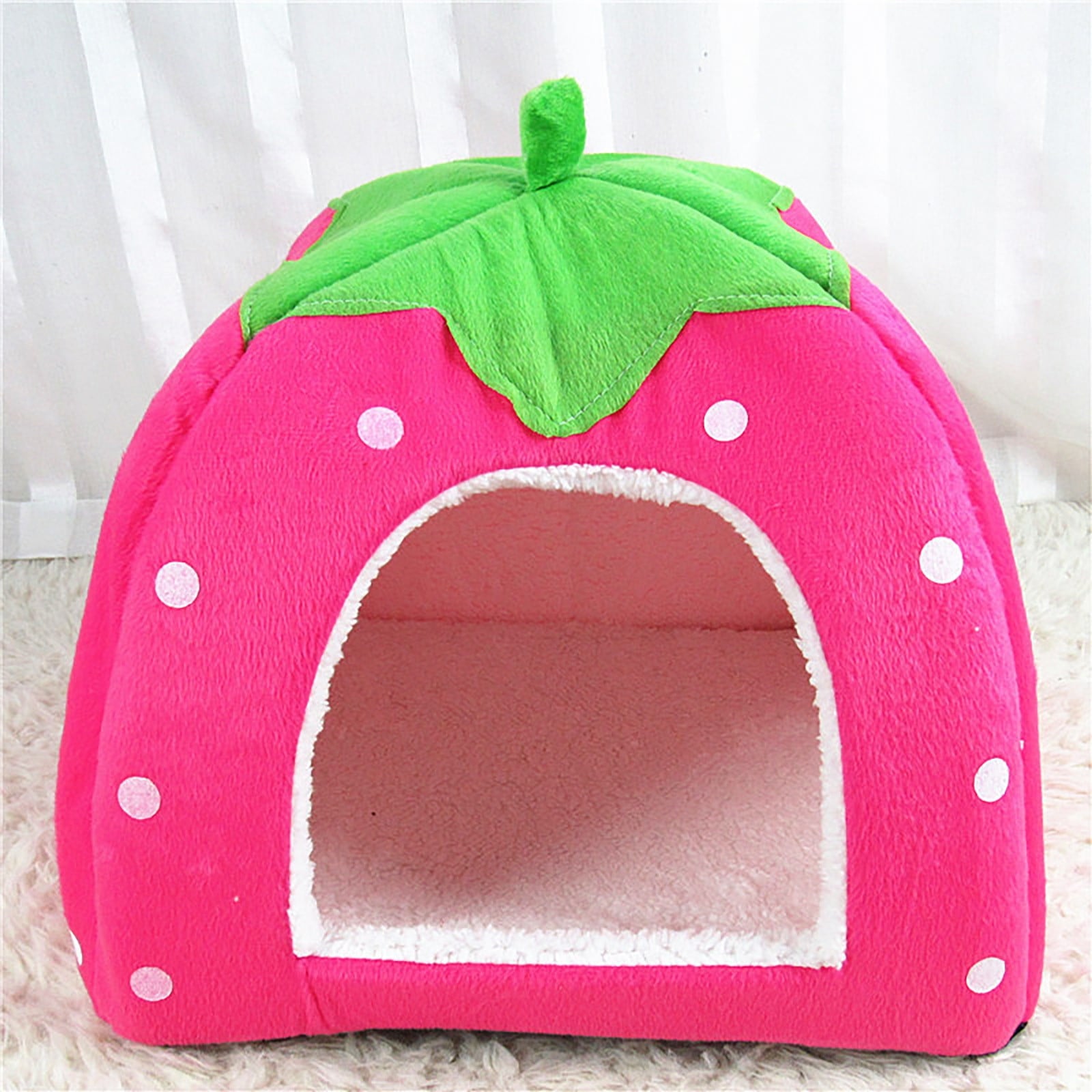 Cat Beds for Indoor Cats - Small Dog Bed with Anti-Slip Bottom, Cat/Small Dog Strawberry Cave, Super Pet Tent Bed