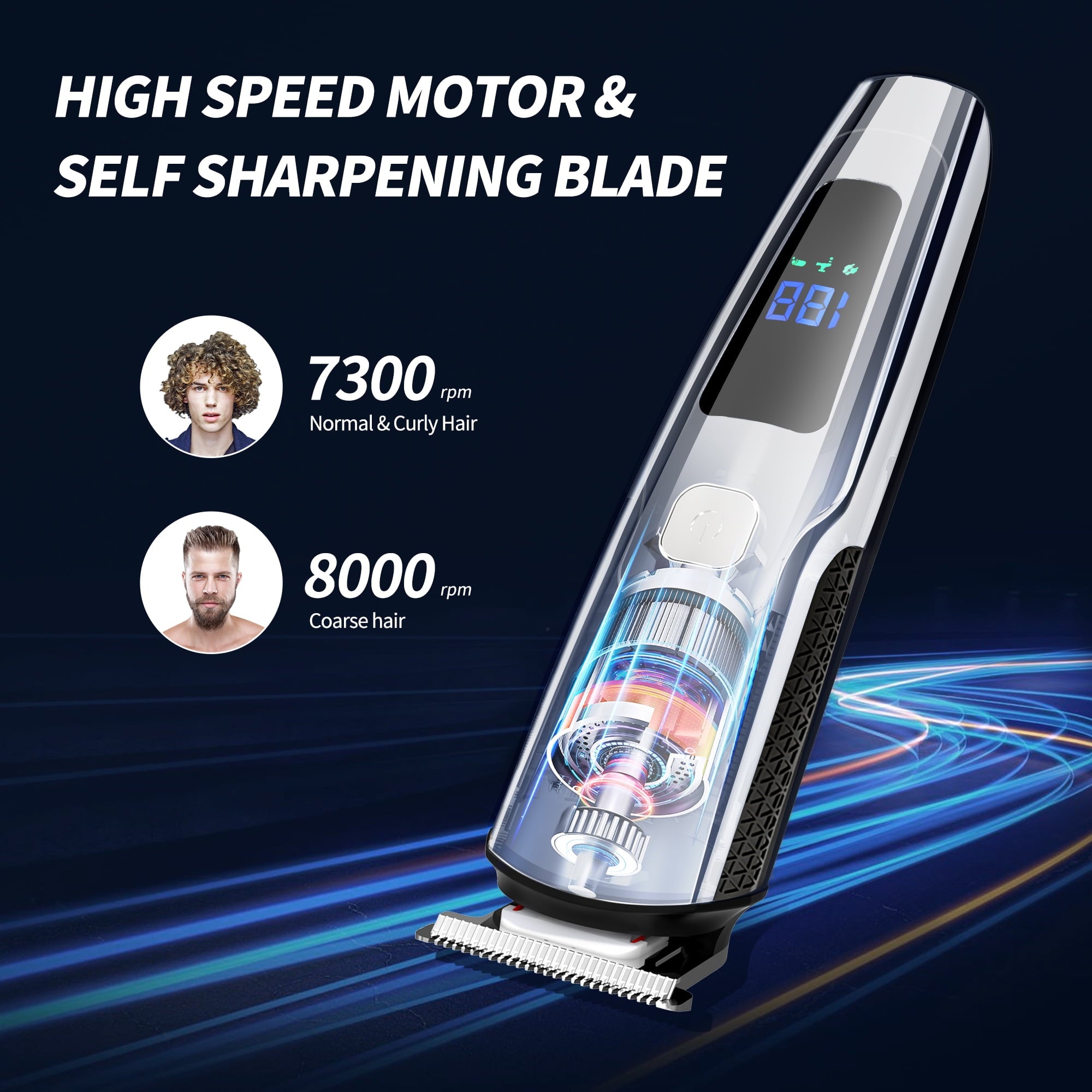 Hair Clipper for Men, All in One Grooming Kit IPX7 , Cordless Electric Beard Trimmer, USB Rechargeable Body Mustache Nose Ear Facial Cutting Groomer for Wet/Dry W/ LED Display, Storage Dock