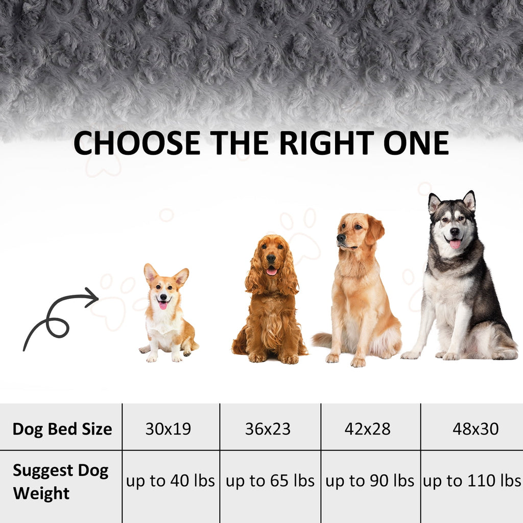 Large Dog Bed, Rose Velvet Pet Mattress, Dog Pad for Crate, Non Slip Bottom, Suitable for Large, Medium Dogs 36 "x 23", Light Gray