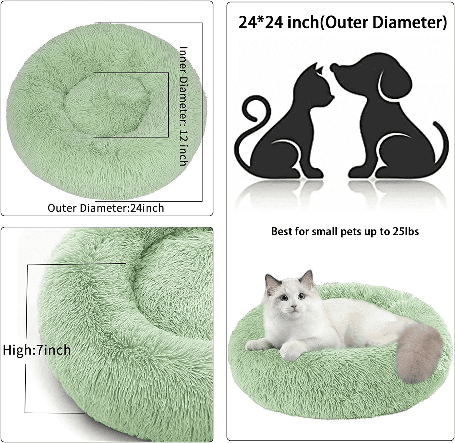Dog Bed &amp; Cat Bed, Puppy Bed Warming Round Pet Bed, Donut Bed