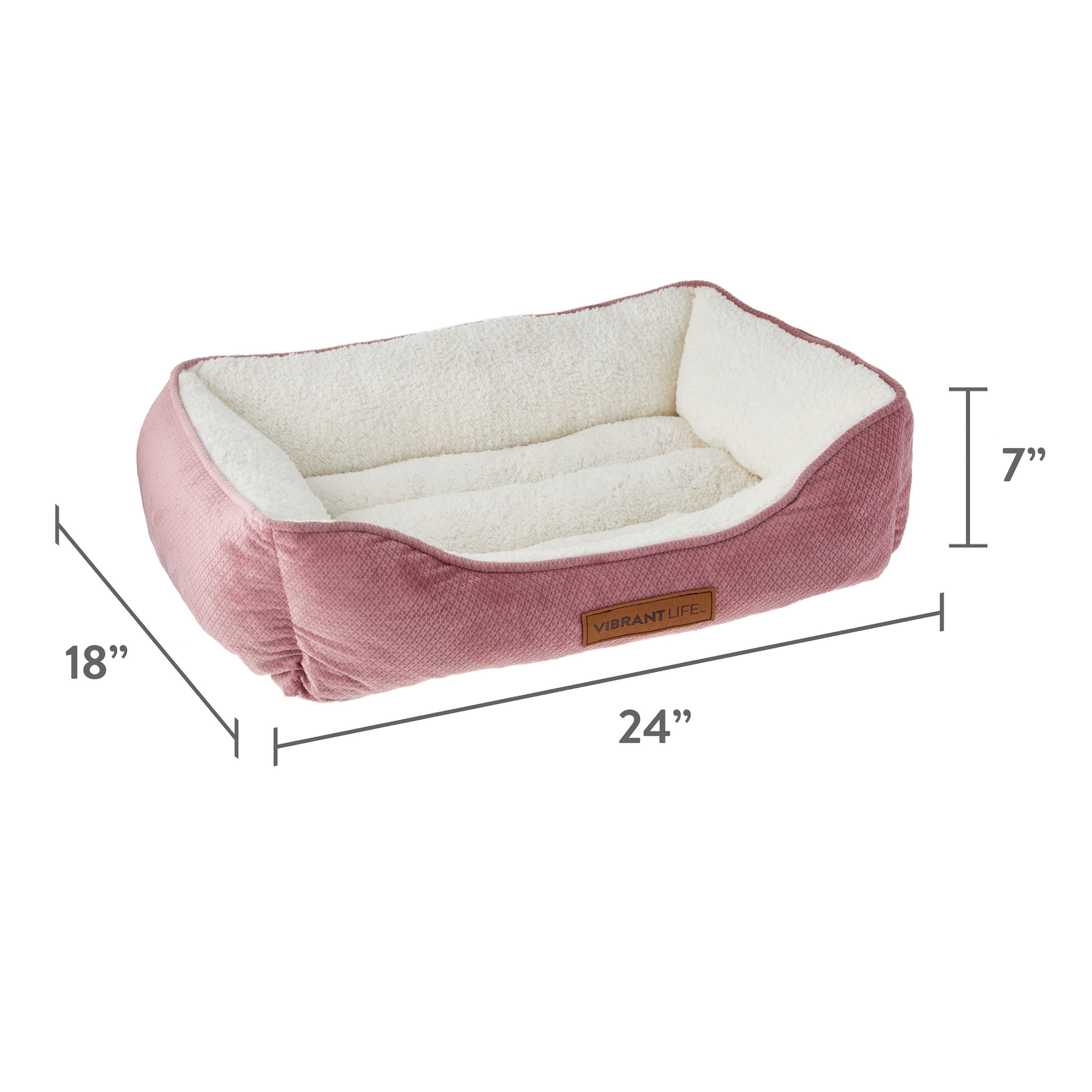 Plush Cuddler Pet Bed for Dogs &amp; Cats, , Pink &amp; White