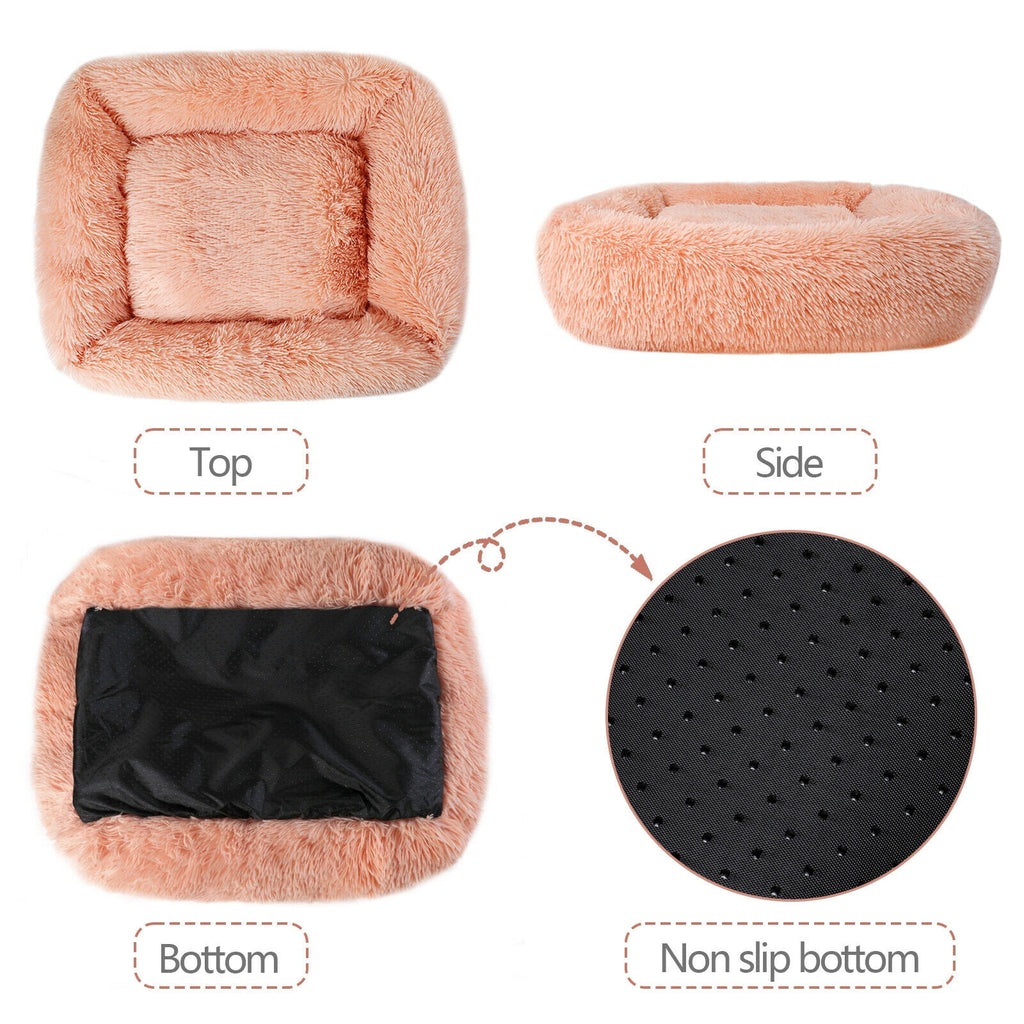 Rectangle Plush Pet Bed Bed for Dogs Cats Kennel Cuddler Crate Cushion Mat Washable