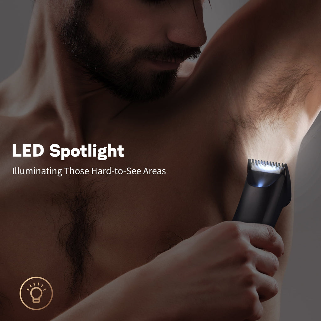 Body Hair Trimmer for Men,Manscape 3-in-1 Body Groomer Kit for Groin,IPX7 Wet/Dry Electric Shaver Razor,Grooming for Face and Body,USB &amp; Wireless Charging,Gifts for Men,Black